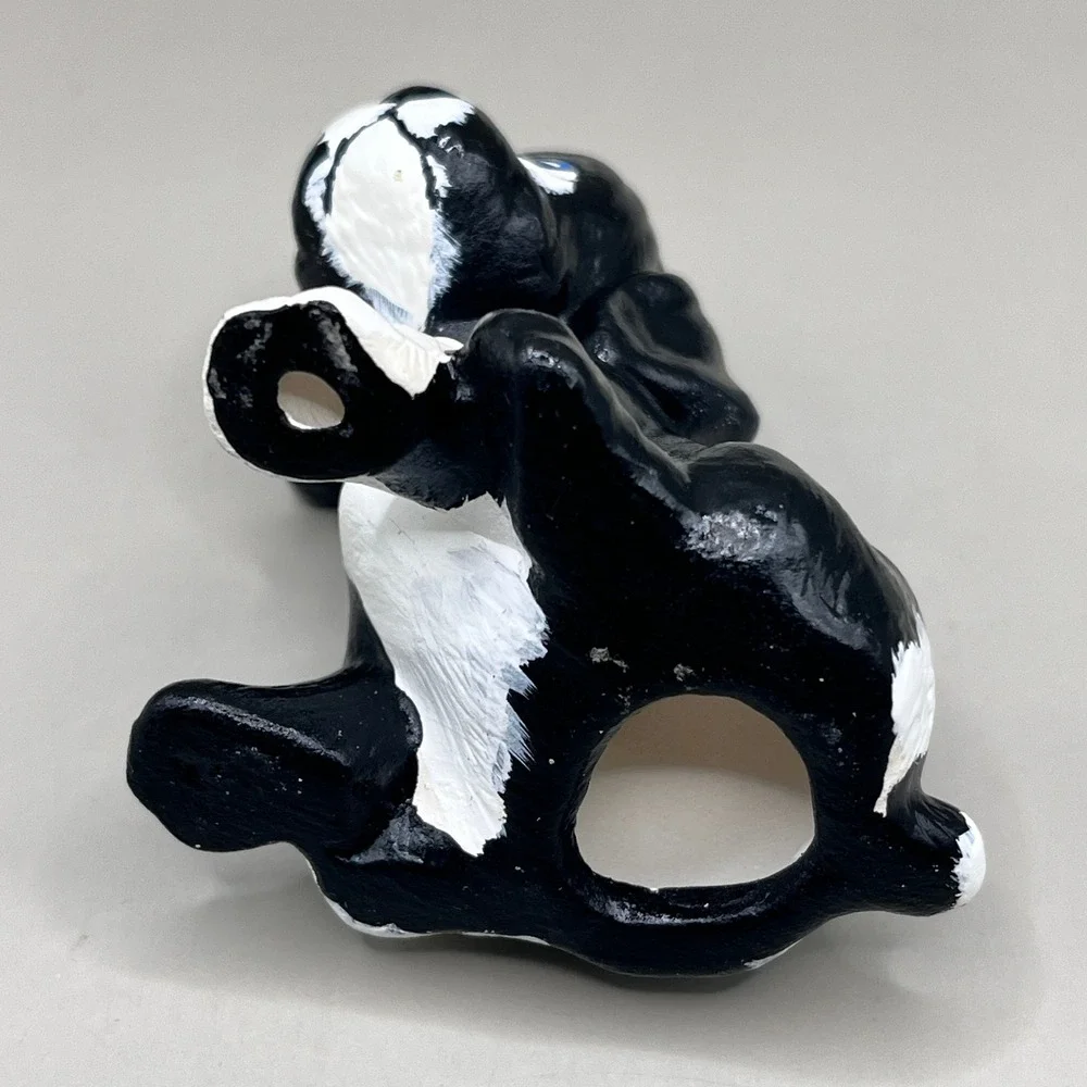 Vtg Ceramic Black & White Dog Figurine Hand Painted Pet‎ Lover 2.5